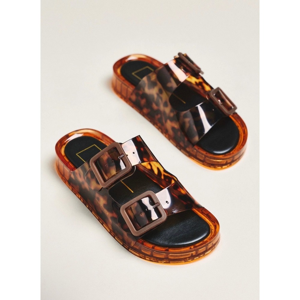 Anthropologie Dolce Vita Julio Jelly Sandals Tortoise Shell Double Buckle Slide
